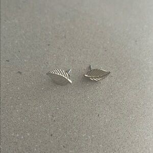 Silver Leaf Stud Earrings